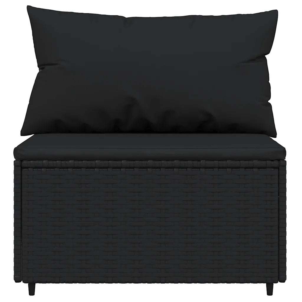 Set Divani da Giardino 3 pz | Set Salotto da Giardino con Cuscini Nero in Polyrattan