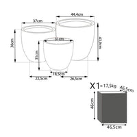 Set 3 Vasi Calla 2 in Fibra di argilla Grigio