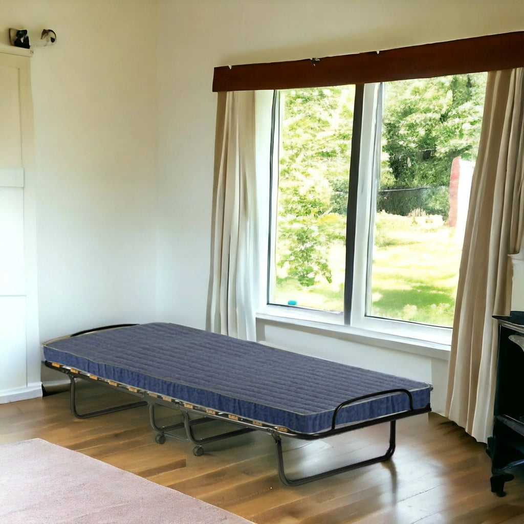 Letto pieghevole Ascea, Brandina salvaspazio con rete a 15 doghe, Custodia protettiva inclusa, 100% Made in Italy, 80x200h40 cm, materasso incluso