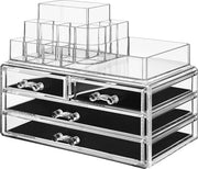Organizzatore di Make-up Cosmetico con 4 Scomparti e 11 Cestelli - Spazio di Stoccaggio Translucido Fresco per Make-up e Gioielli