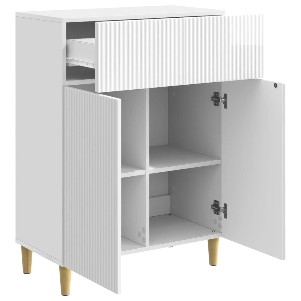 Credenza Bianco Lucido 66 x 34,5 x 90 cm Legno ingegnerizzato
