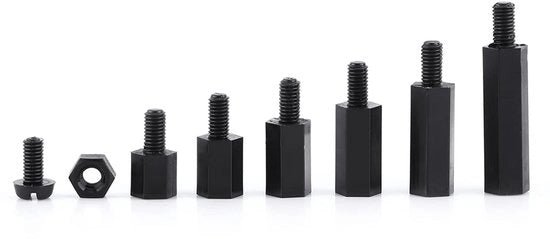 Kit di supporti nylon per spaziatura M2 a forma di colonna a sezione esagonale, 250 pezzi - Assortimento di viti e dadi per applicazioni elettroniche - Incluso...