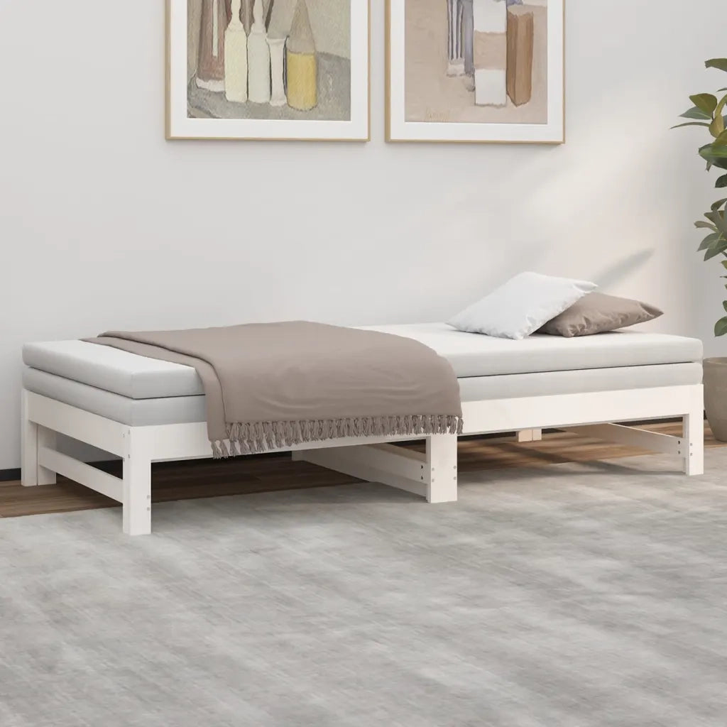 Dormeuse Estraibile Bianca 2x(90x190) cm Legno Massello di Pino 823415