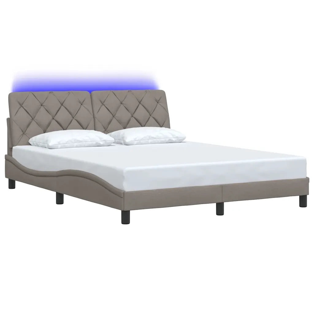 Giroletto con LED senza Materasso Tortora 160x200 cm in Tessuto 3310682