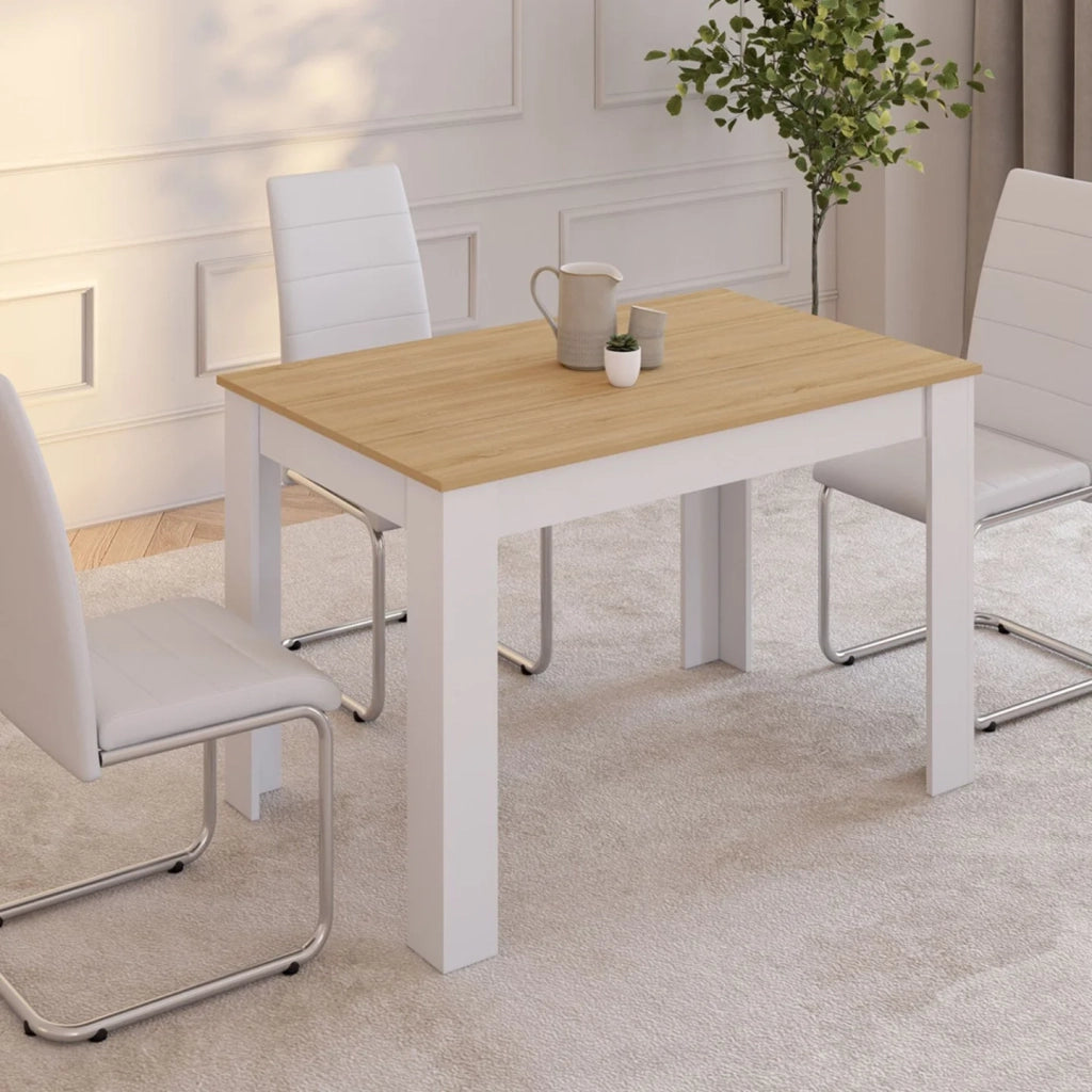 IDMarket - Tavolo da pranzo rettangolare ROZY 4 persone piano faggio bianco 110 cm