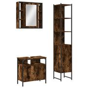 Set Mobili da Bagno | Armadio da bagno 3 pz Rovere Fumo in Legno Multistrato