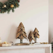 Albero di Natale 3 pcs Marrone Legno massello di teak