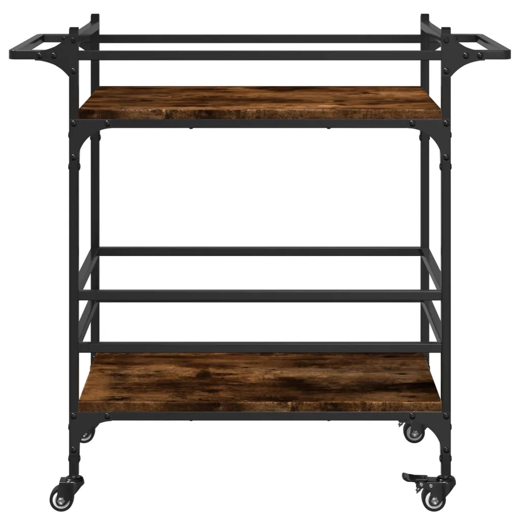 Carrello da Cucina-Scaffale per Cucina Rovere Fumo 82x40x78,5 cm Legno Multistrato