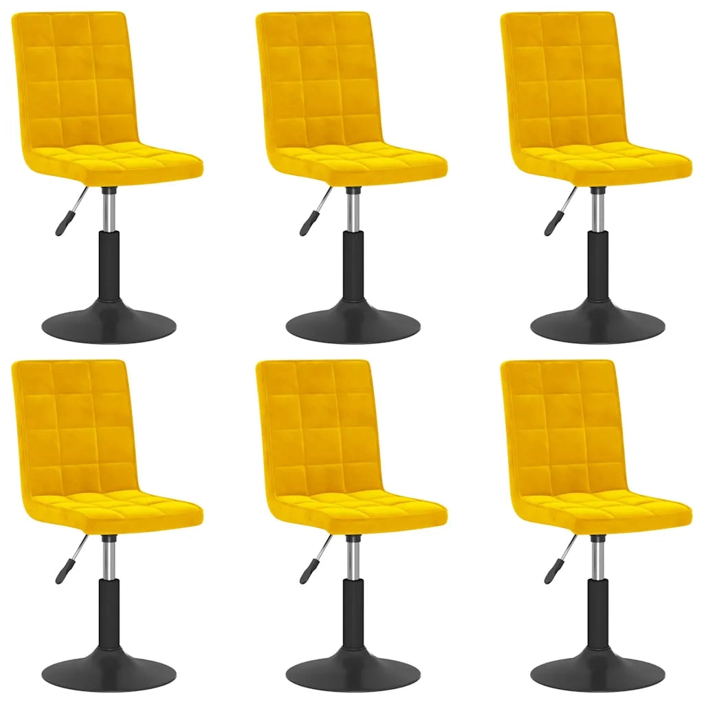 Sedie da Pranzo Girevoli 6 pz Giallo Senape in Velluto