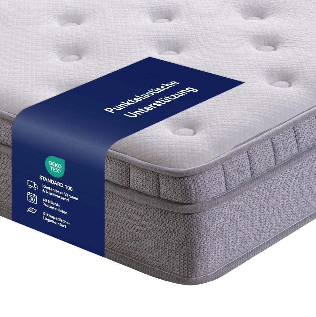 Materasso a molle e schiuma 7 zone 160x200 cm; altezza 25 cm; bianco antico