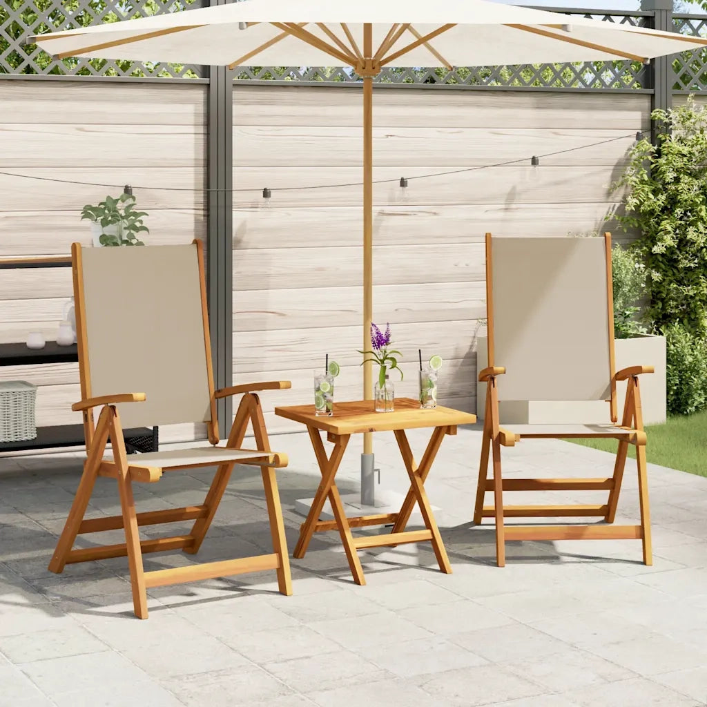 vidaXL Sedie da Giardino Pieghevoli 2 pz Massello Acacia e Textilene