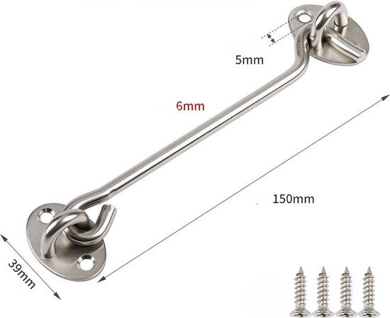 Fermo allarme per porta di garage in acciaio inossidabile, 2 pezzi, 15 cm, zinco, per porte di garage, finestre, porte scorrevoli, porte di garage, porte di casa, porte di bagno
