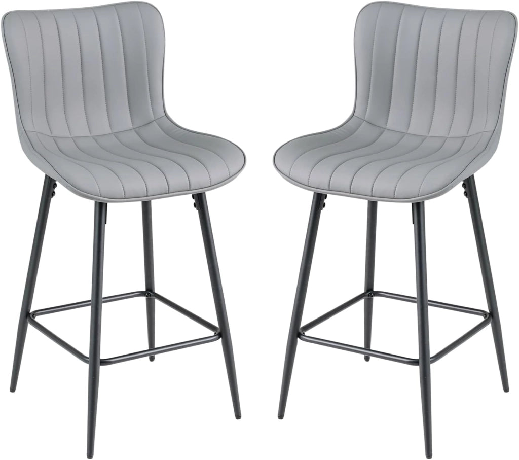 Set 2 Sgabelli da Bar con Comodo Schienale e Seduta Morbida | Sgabelli da Pranzo con Robusto Telaio in Metallo e Poggiapiedi, Design Moderno per Cucina, Sala da Pranzo e Salotto