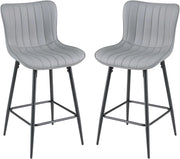 Set 2 Sgabelli da Bar con Comodo Schienale e Seduta Morbida | Sgabelli da Pranzo con Robusto Telaio in Metallo e Poggiapiedi, Design Moderno per Cucina, Sala da Pranzo e Salotto