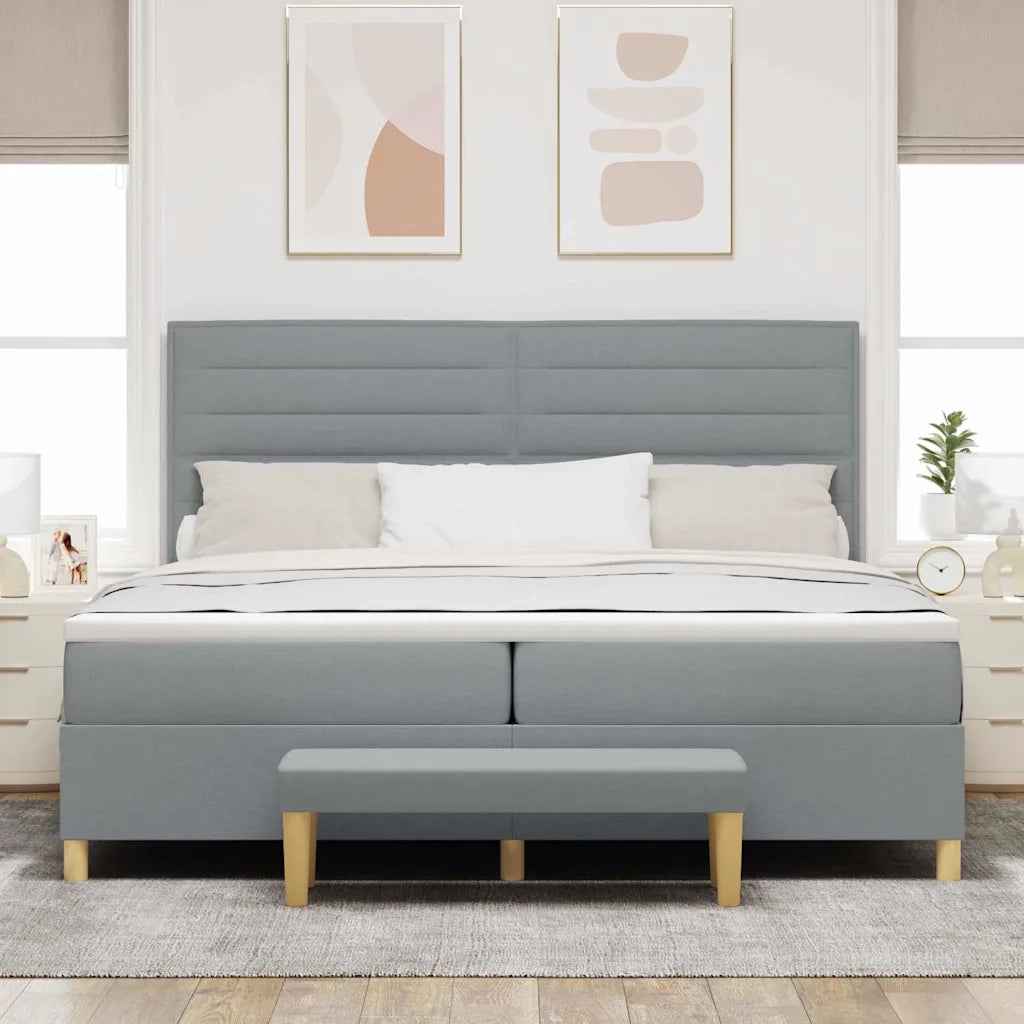 Letto a molle con materasso Grigio chiaro 200 x 200 cm Tessuto 3344247