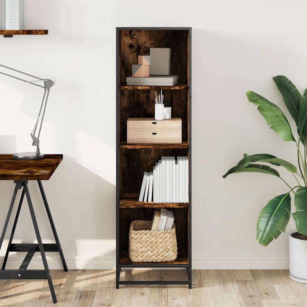 Libreria-Scaffale per Libri-Mobile di Stoccaggio Rovere Fumo 40x35x139 cm in Truciolato