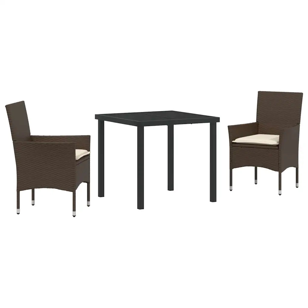 Set da Pranzo per Giardino con cuscino 3 pcs Marrone polyrattan 3379779
