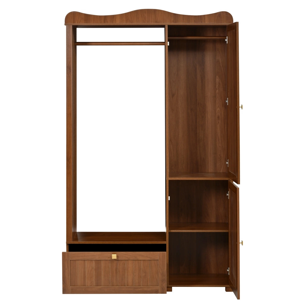 Armadio con Specchio e Appendiabiti ¨C MINIMAL ¨C Bianco, 2 Ante, Cassetti