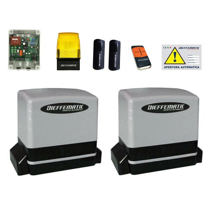 KIT 2 MOTORI AUTOMAZIONE CANCELLO SCORREVOLE 230V 900Kg PER DOPPIA DUE ANTA dfm