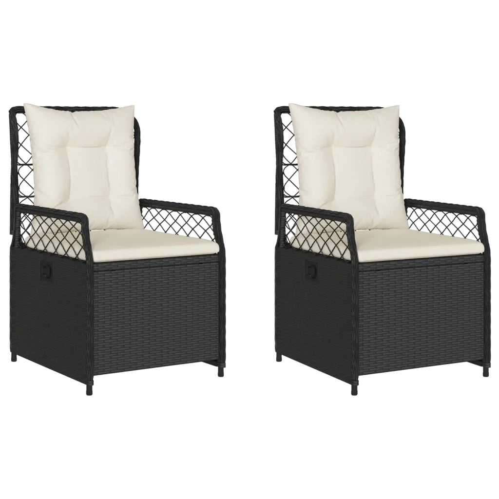 Sedie da Giardino Reclinabili 2 pz | Sedie da Esterno Nere in Polyrattan