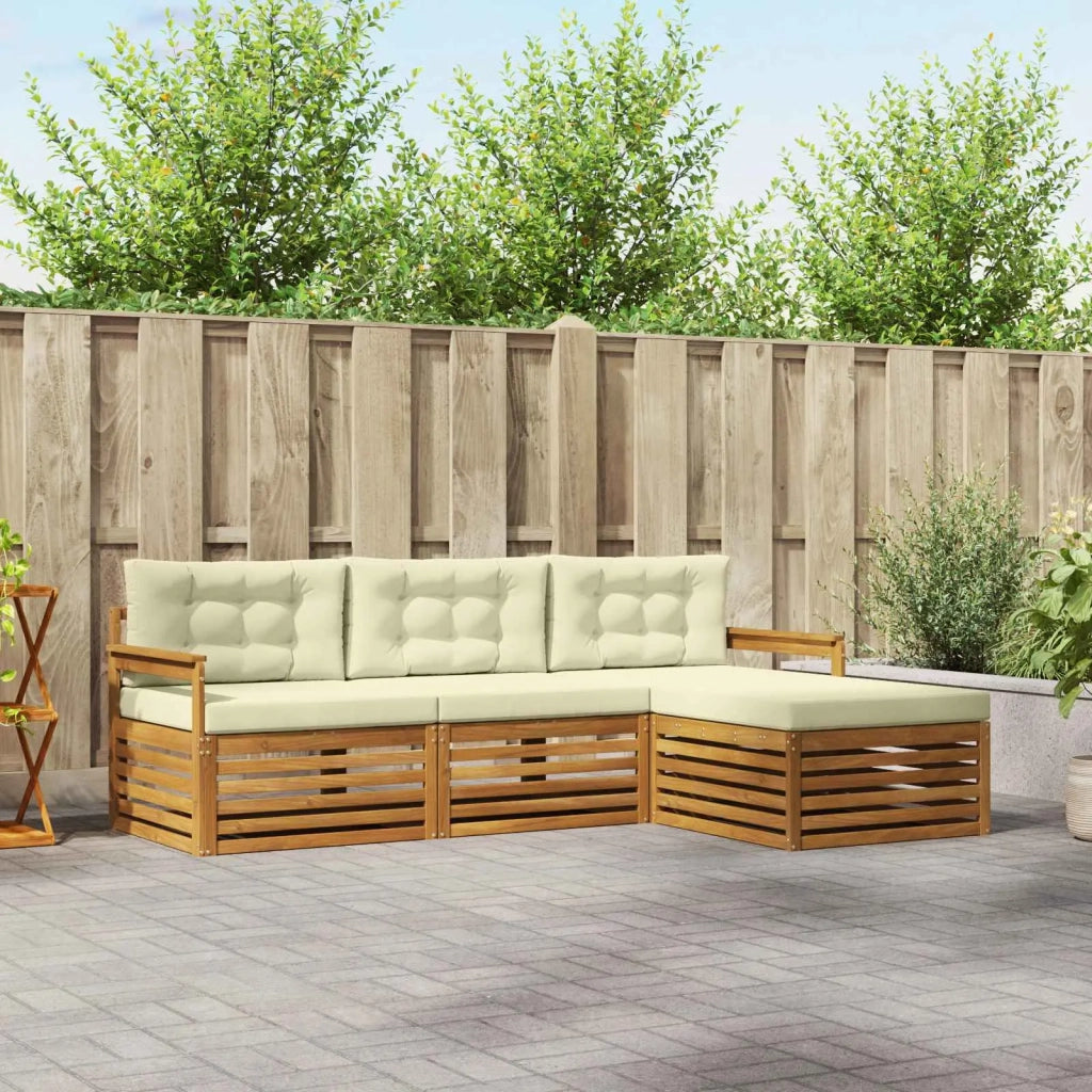 Set di divani da esterno con cuscino 4 pcs Naturale e Crema 3373245