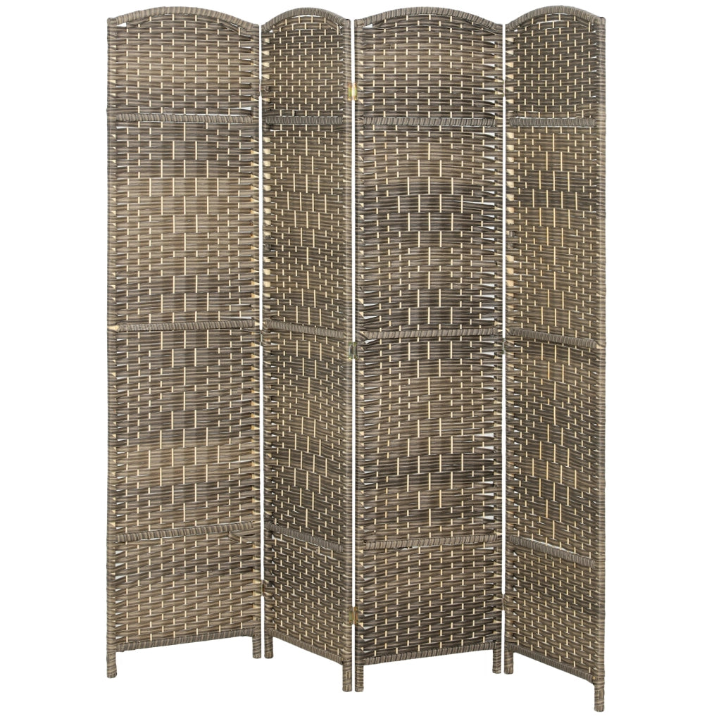Paravento pieghevole 4 ante ¨C Minimal ¨C nero, legno di pino, intrecciato