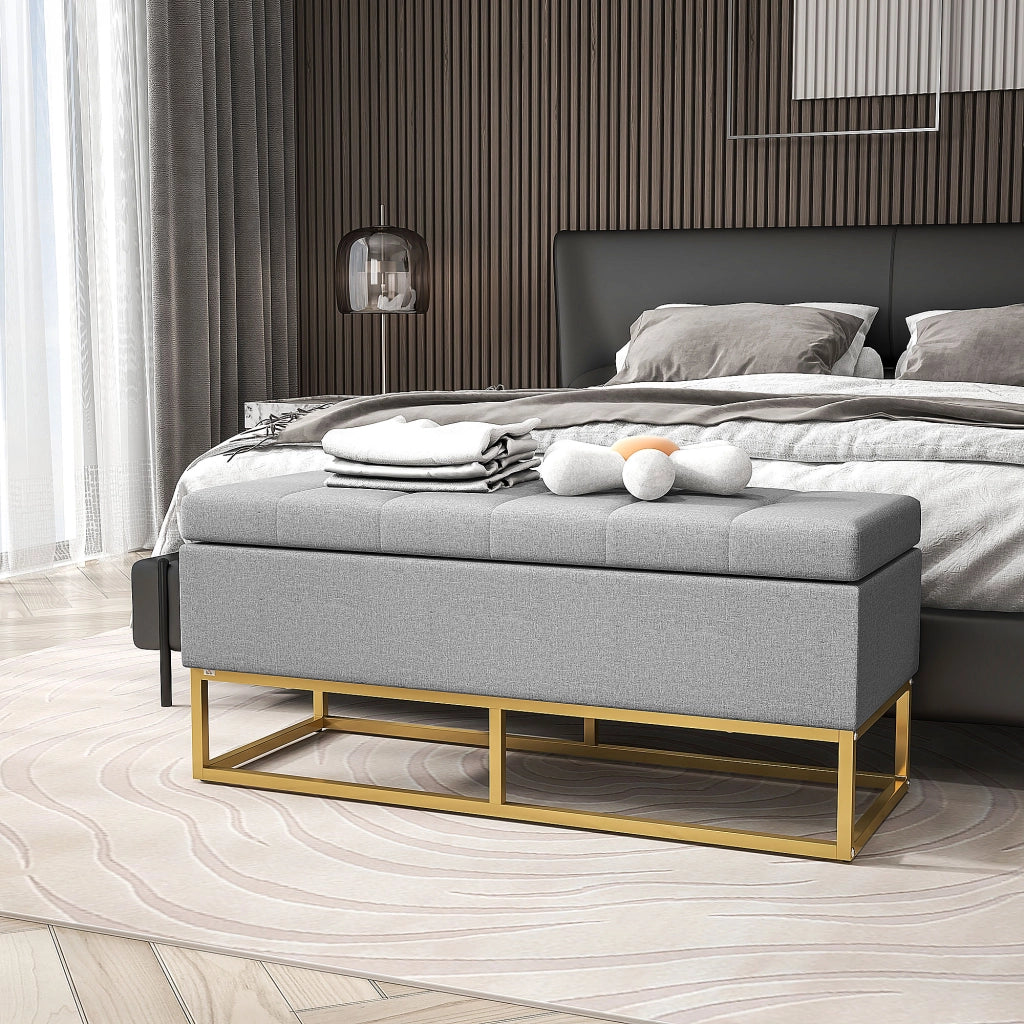 Divanetto 2 posti con contenitore ¨C zephmum ¨C 110x44x48 cm grigio dorato