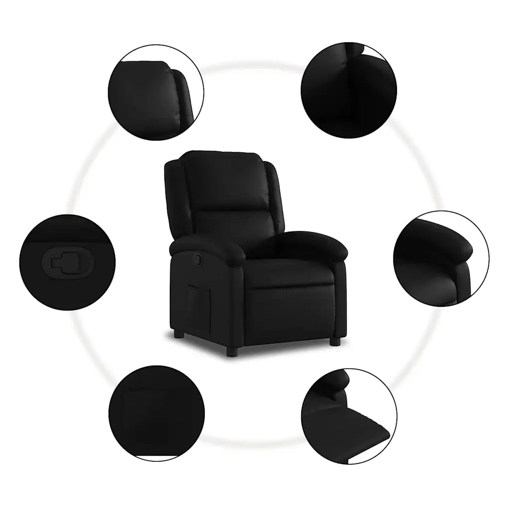 Divano Sedia-Poltrona reclinabile in Similpelle Nera 662305