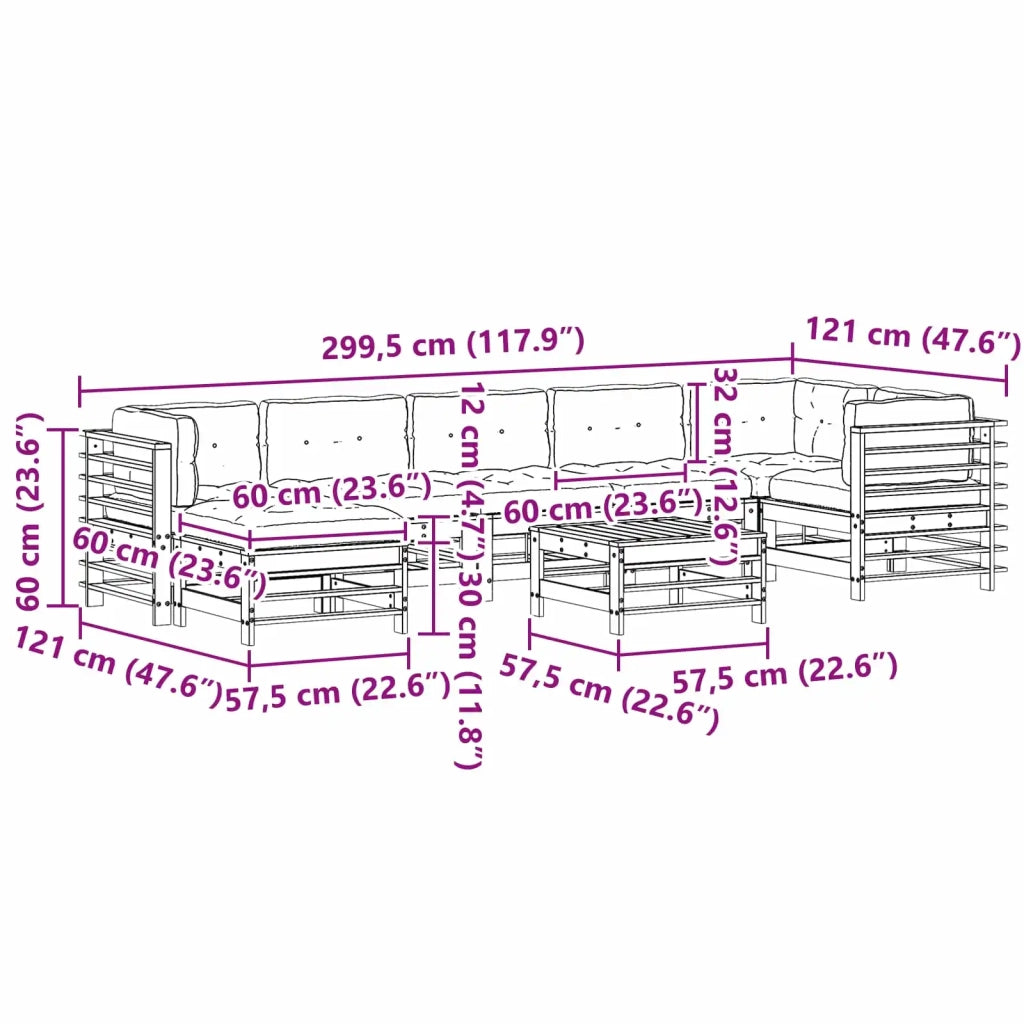 Set Lounge da Giardino 8 pcs Marrone Cerato