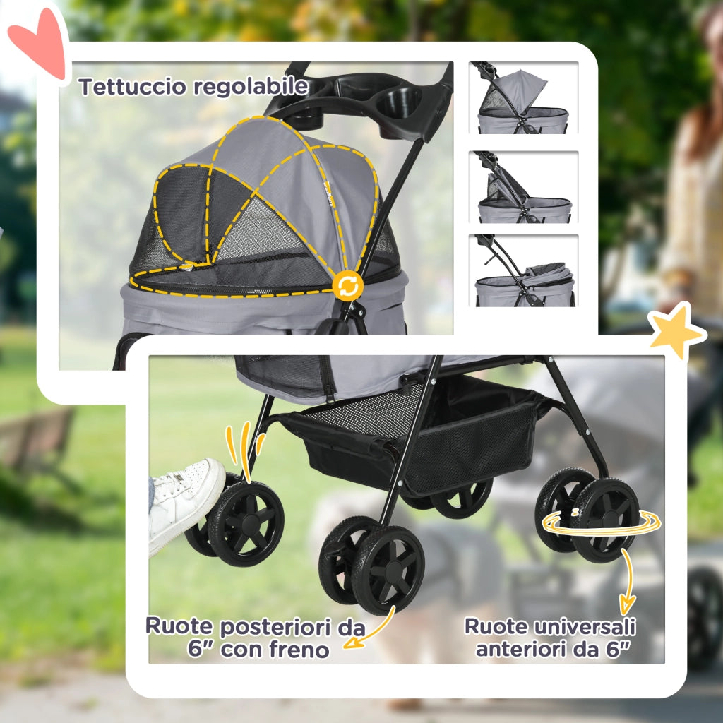 Cestino Portaoggetti per Passeggino Cani Pieghevole ¨C Zephmum ¨C Grigio