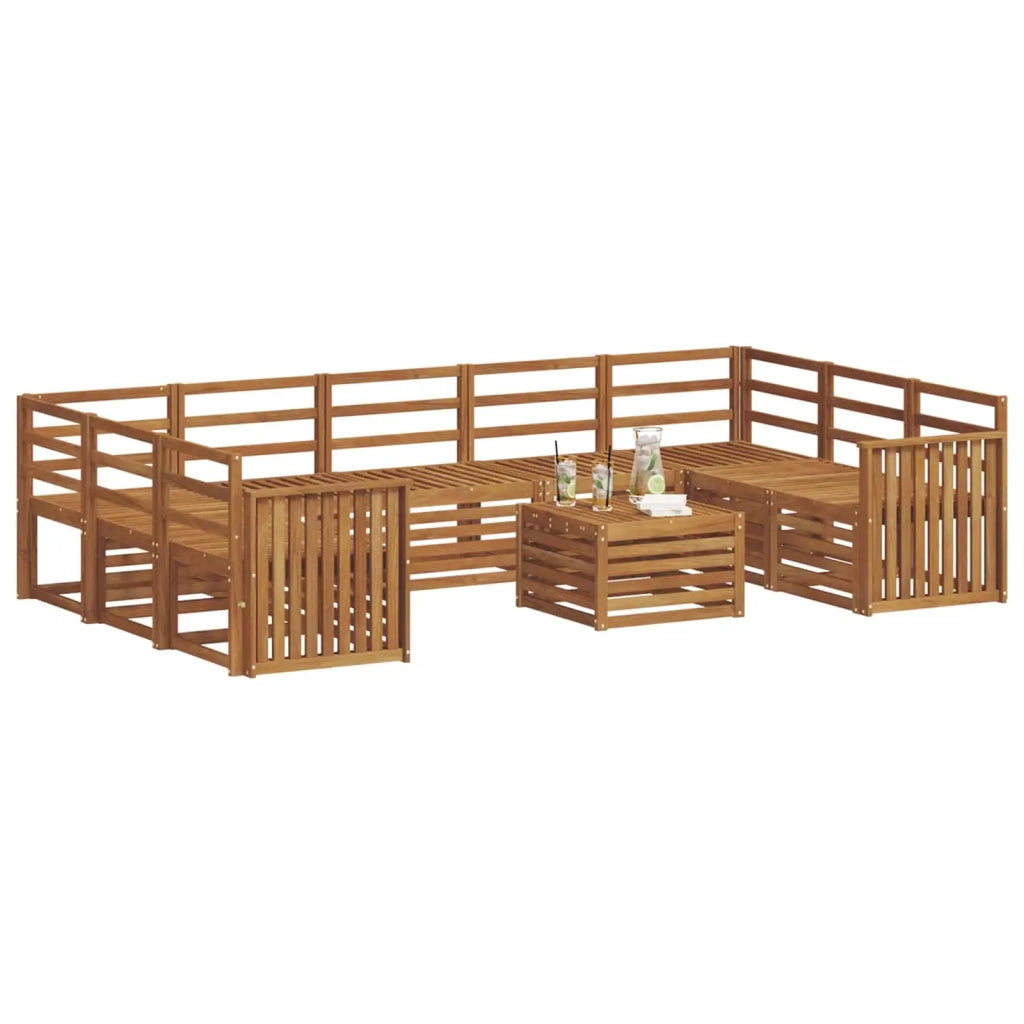 Set divani 10 pcs Naturale Legno di Acacia Massello 3375514