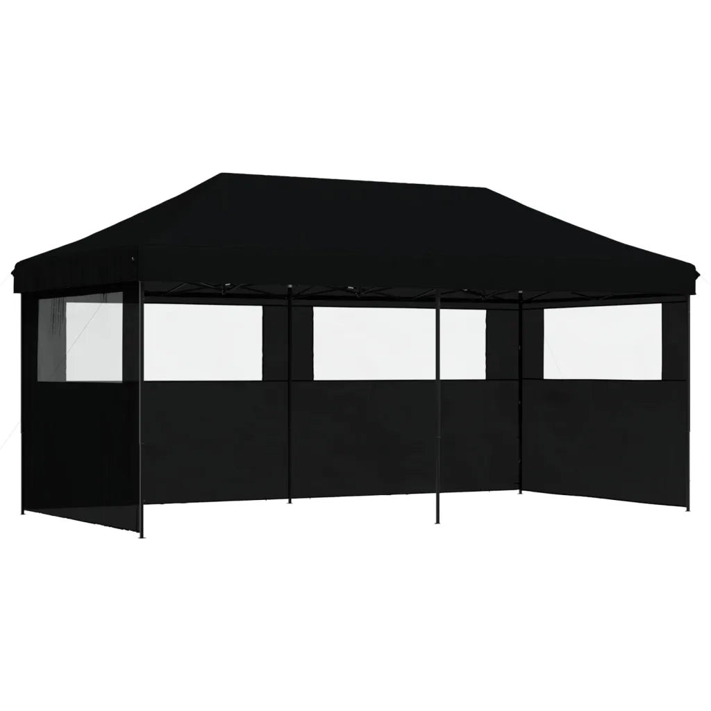 Tendone per Feste Pieghevole Pop-Up con 3 Pareti Nero 4004950