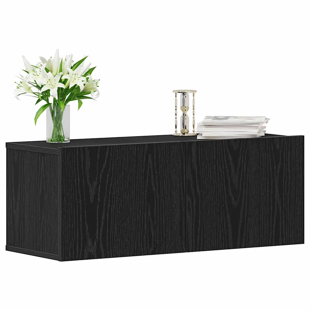 Mobile TV 2 pz Rovere Nero Legno ingegnerizzato 862784