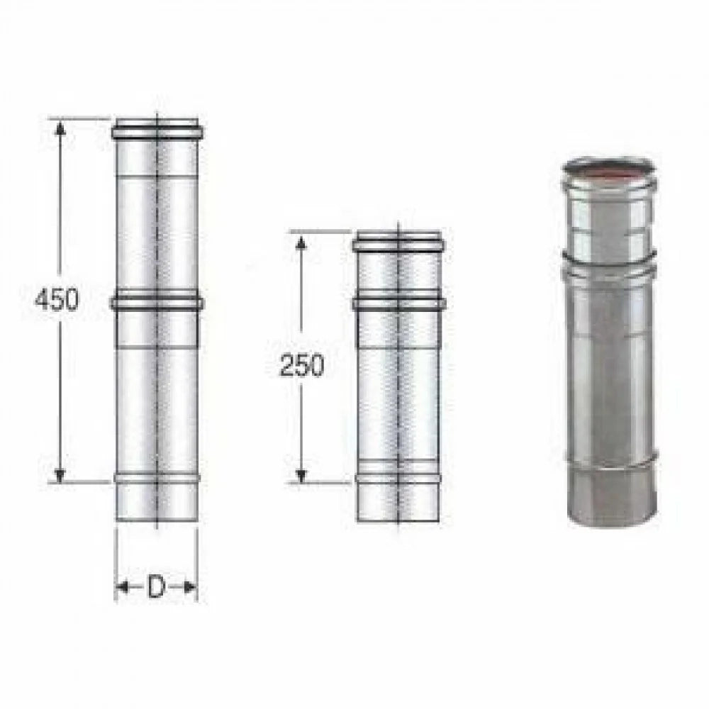 Inox mono parete aisi 316 elemen to telescopico d.100