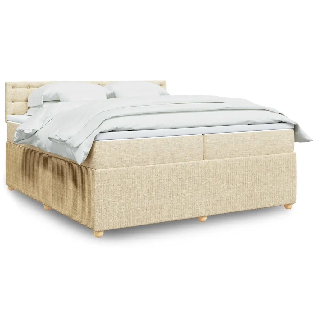 Giroletto a Molle con Materasso Crema 200x200 cm in Tessuto 3289882