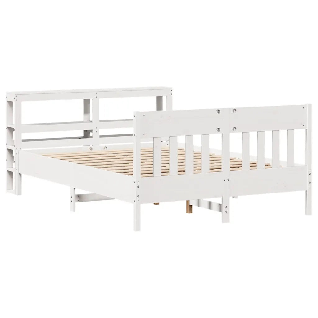 Letto matrimoniale | Letto per adulti | Letto senza Materasso Bianco 120x190 cm Legno Massello di Pino