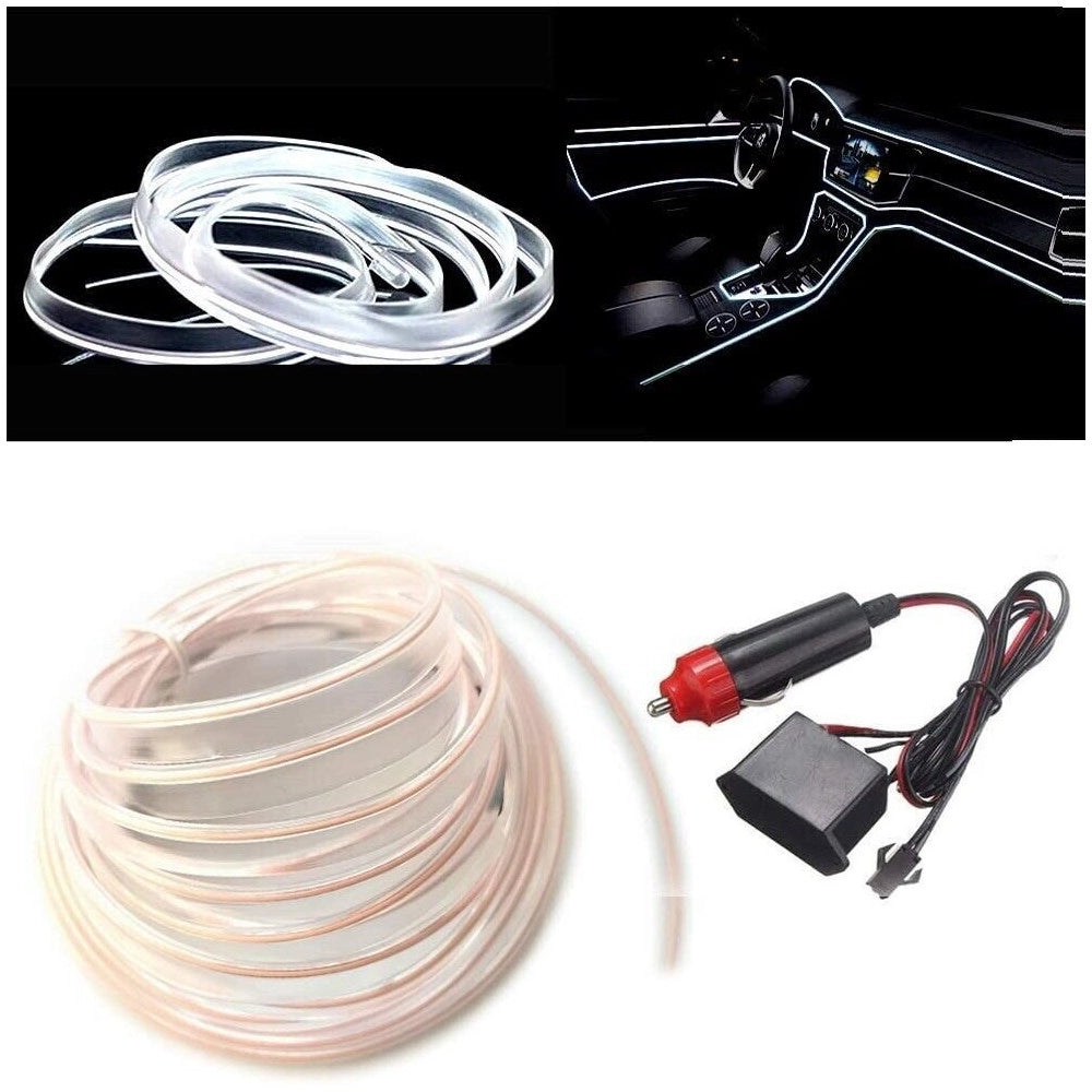 Trade Shop - Striscia Strip Led Per Interni Auto A 12v Fibra Ottica Luce Decorativa Atmosfera -