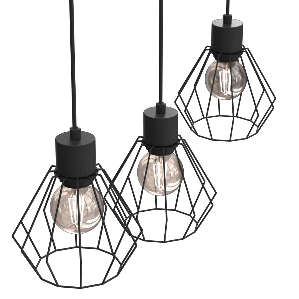 Lampada sospesa Parkla 3 luci nera metallo Luminex