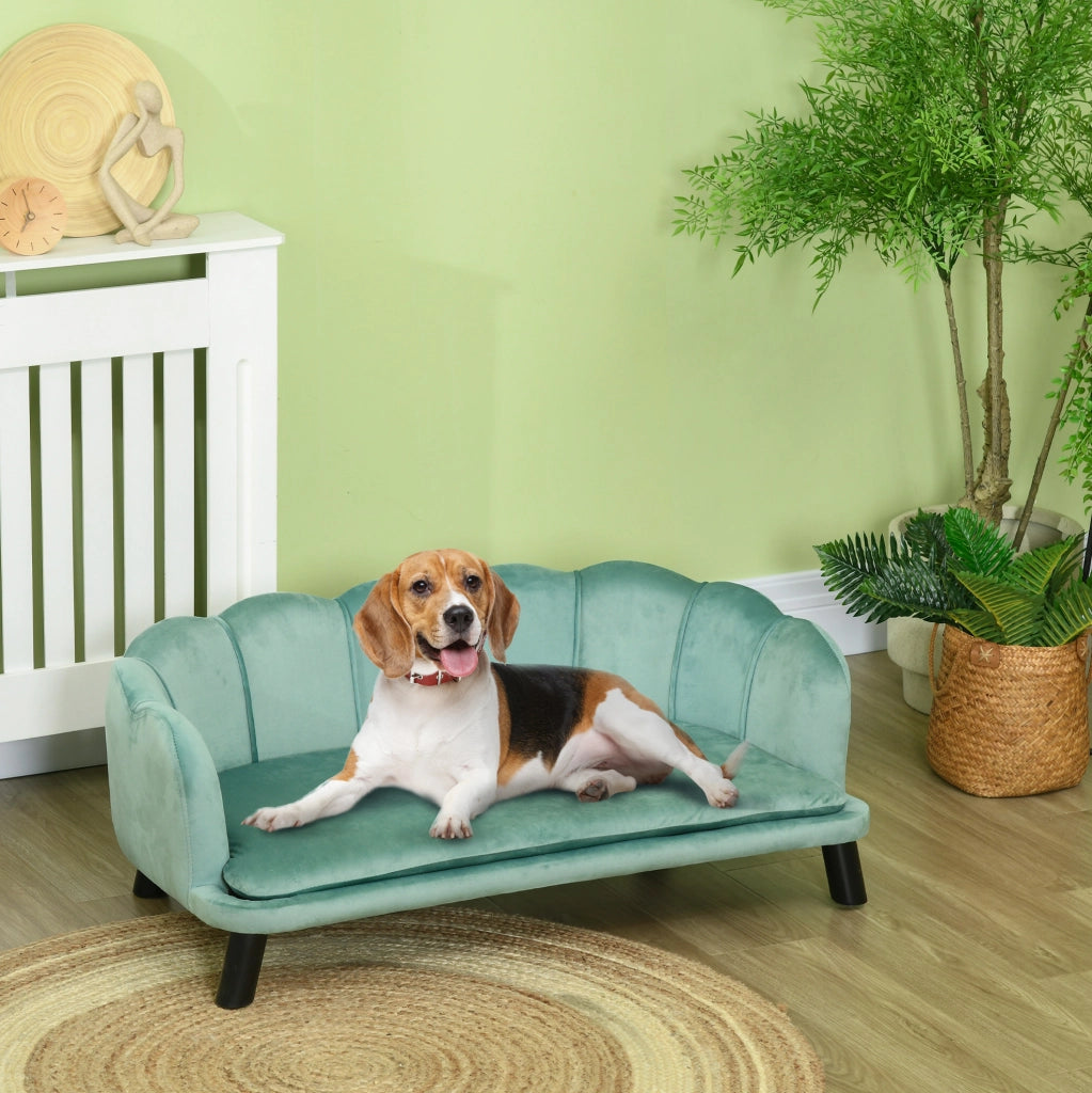 Divano per cani 98,5x60,5x35,5 cm in poliestere verde con schienale –