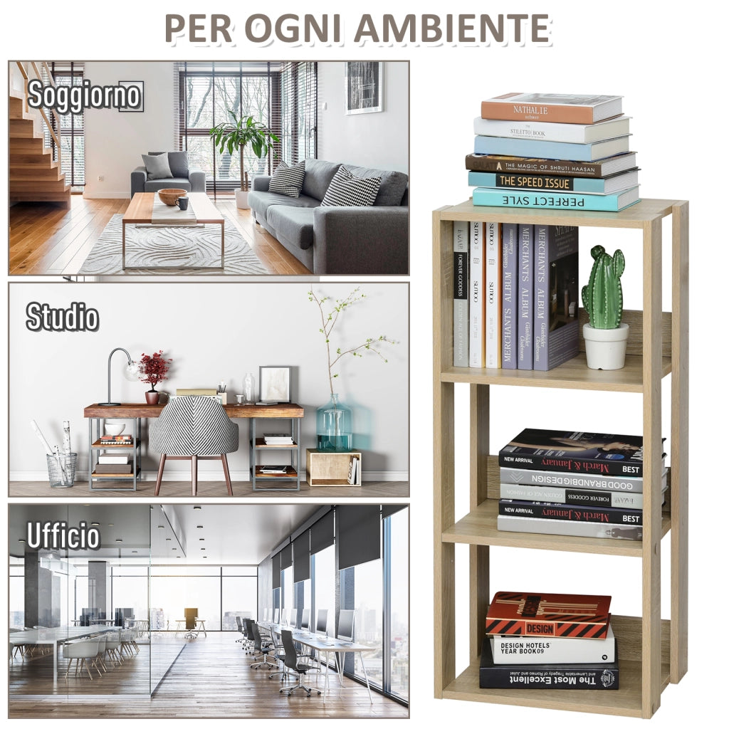 Libreria a Parete in Legno con 3 Ripiani ¨C Zephmum ¨C 40x29x88cm