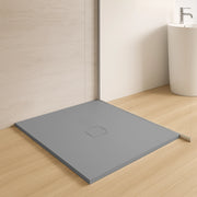 Piatto doccia 90x90 in marmoresina cemento con griglia in acciaio inox Harmony