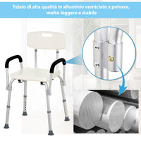 Sedia per Doccia con braccioli - Sedile da vasca con schienale sedia regolabile in altezza