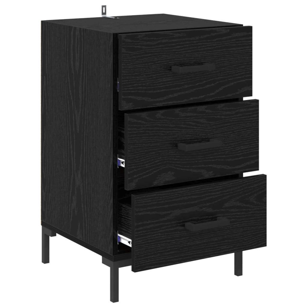 Comodino | Armadio da Notte | Mobiletto da notte Rovere Nero 40 x 40 x 66 cm Legno multistrato