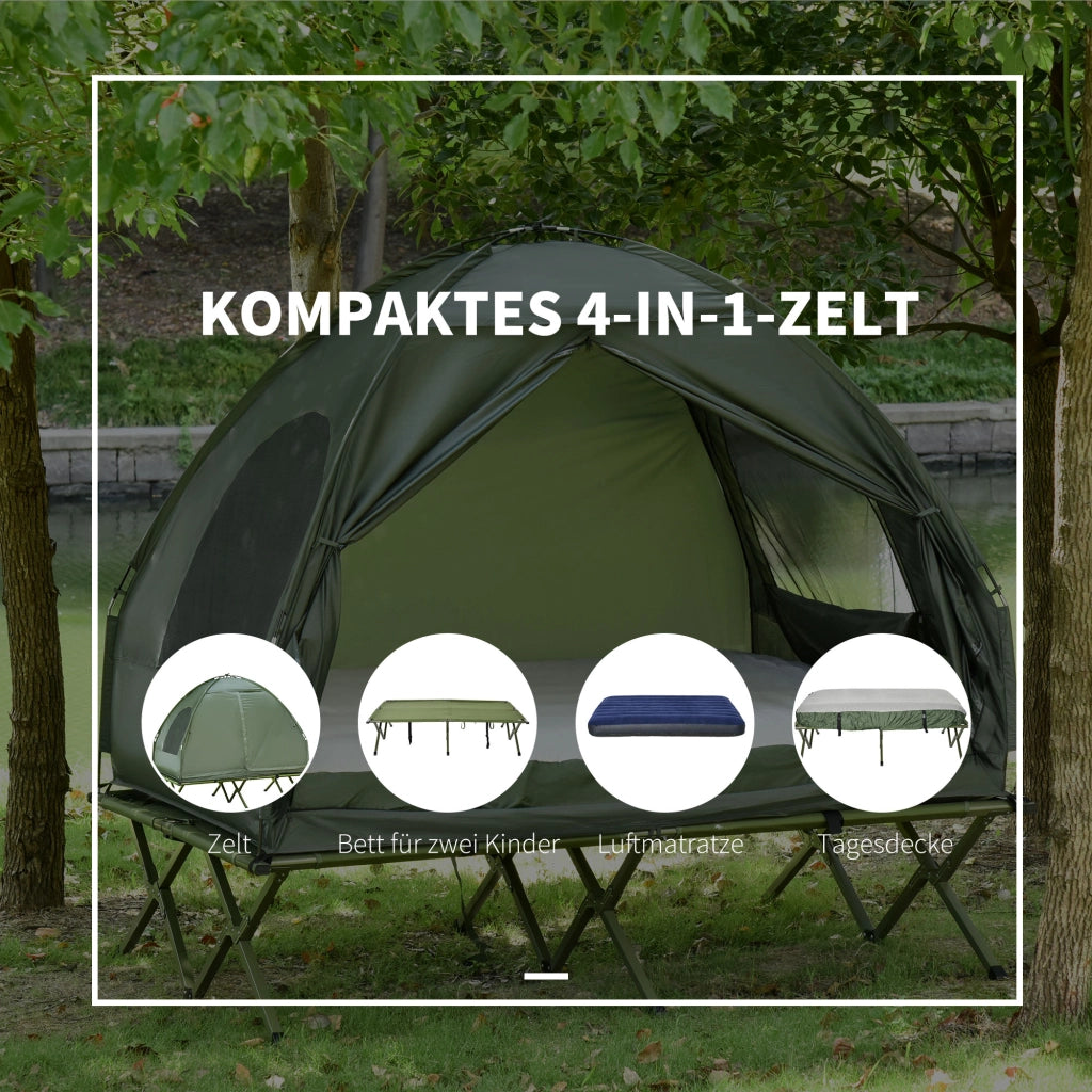 LETTO da campeggio Set da 2 persone 103 x 27 x 36 cm verde con materasso gonfiabile incluso