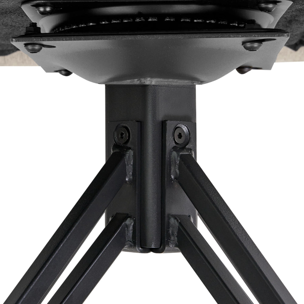 Set di 2 sedie da pranzo girevoli in tessuto tortora con braccioli e schienale in metallo nero con gambe in stile retrò
