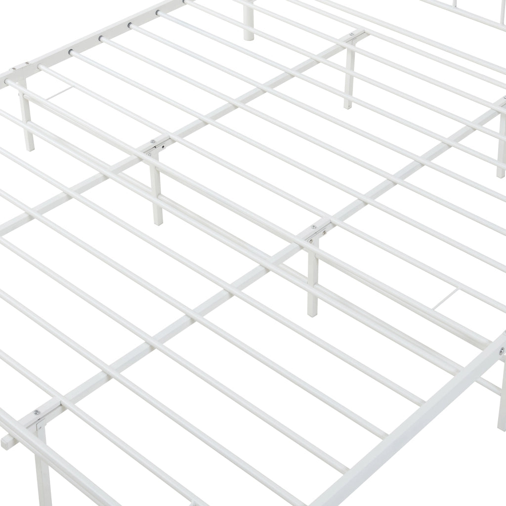 Letto Doppio Florenz in Acciaio con Testiera Alta Decorativa 180 x 200 cm Bianco [en.casa]