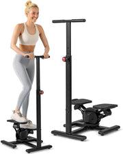 Step Fitness Casa, Stepper Idraulico con Manubrio Regolabile in Altezza, Schermo LCD, Pedali Antiscivolo, Attrezzatura Cardio per Allenamento Corpo, Esercizio