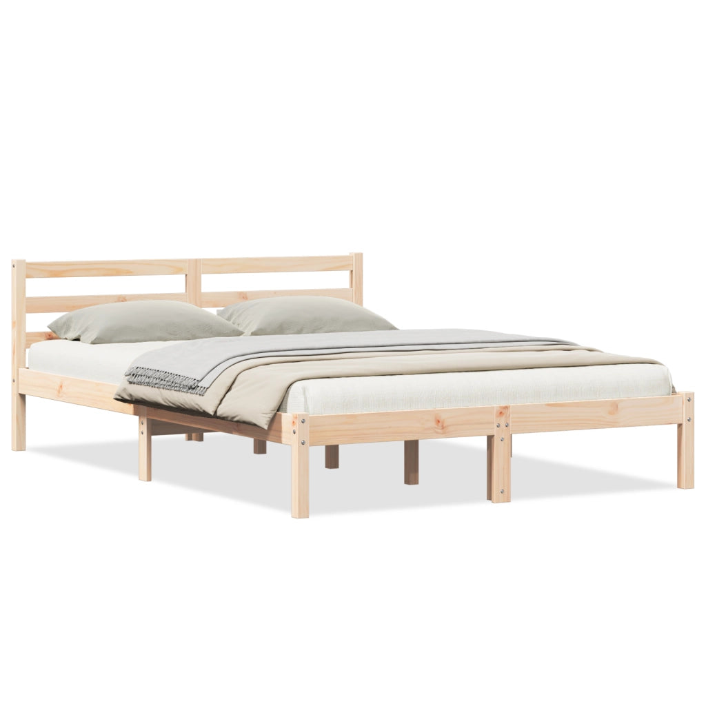 Struttura del letto  con testiera 160x210 cm in legno massello di pino