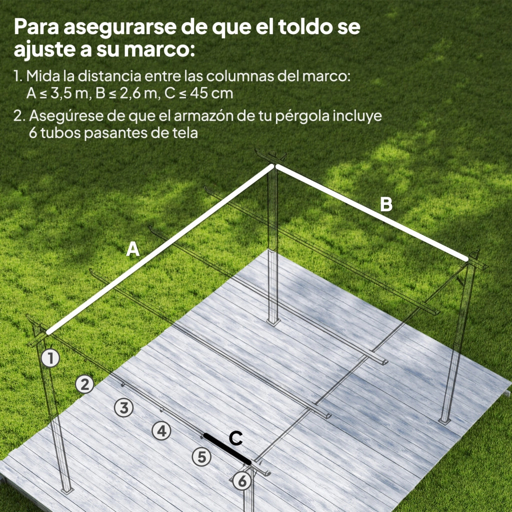 Telo di Ricambio per Pergola Retrattile 3,5x2,6m ¨C Xylo ¨C Beige con 10 Fori Drenaggio