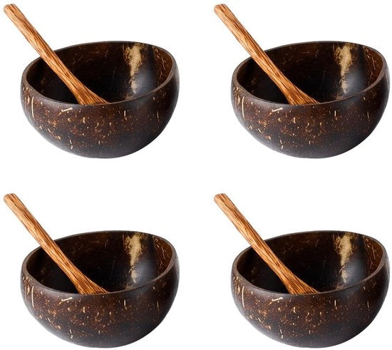 Set di cucchiai in legno da 4 pezzi - prodotti in modo sostenibile e biologico - per la conservazione in cucina - dimensioni 12x6 cm - servizio da tavola manufatto a mano